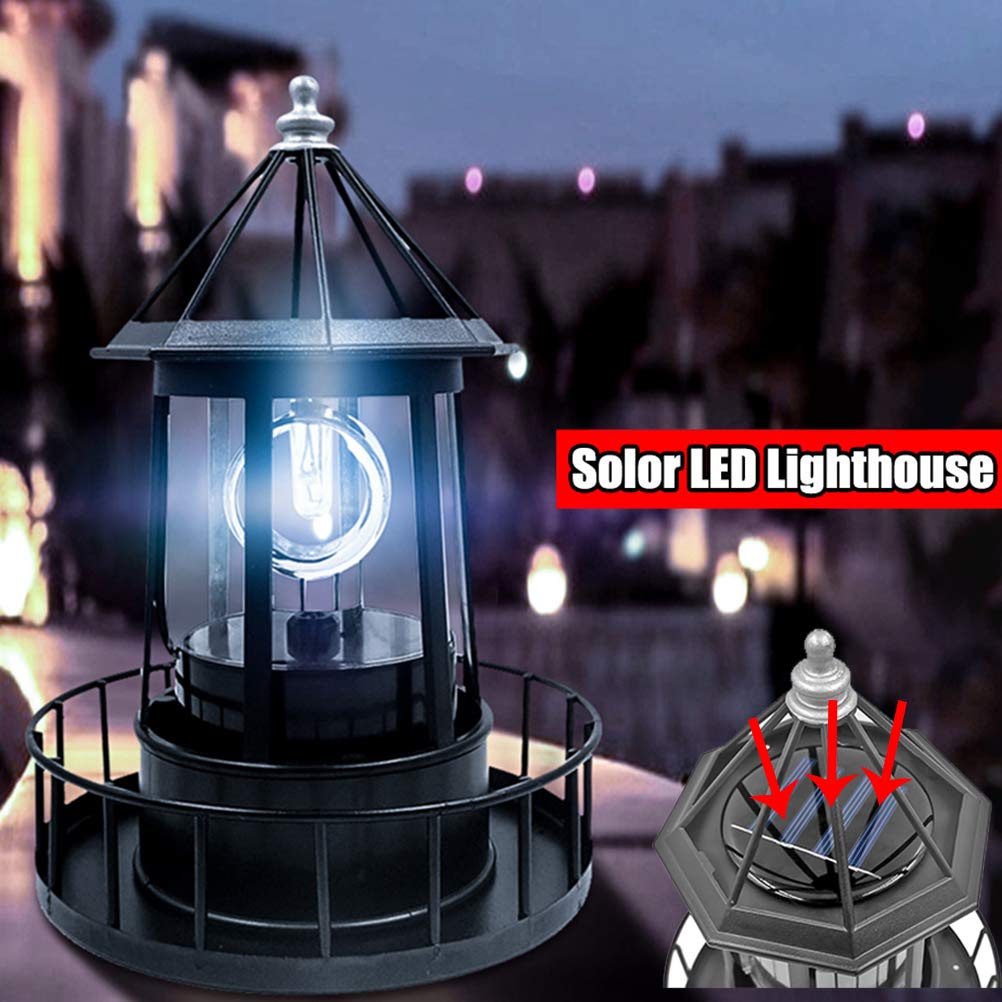 Solar Rotating Lighthouse Light LED Outdoor Garden Decoration Lantern J432