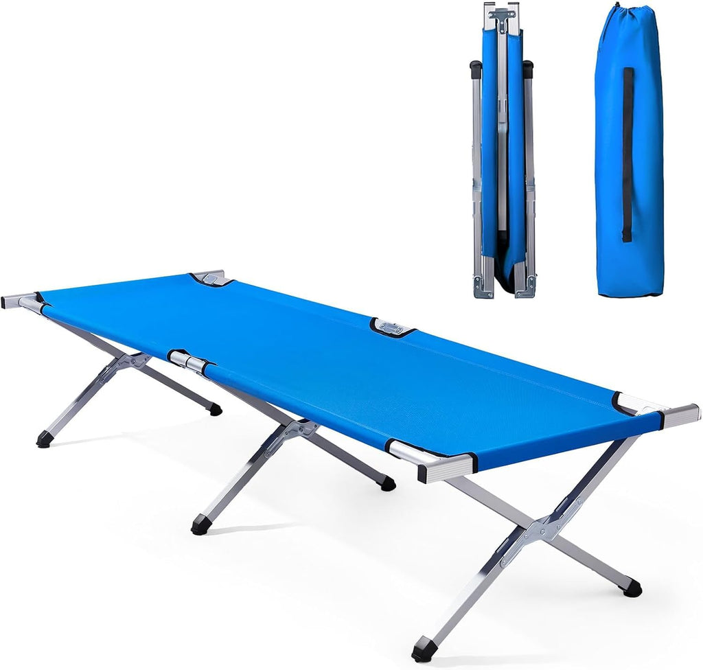 Folding Camping Cot with Carry Bag, Blue L663