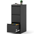 3 Drawer Black Metal File Cabinet with Lock I903