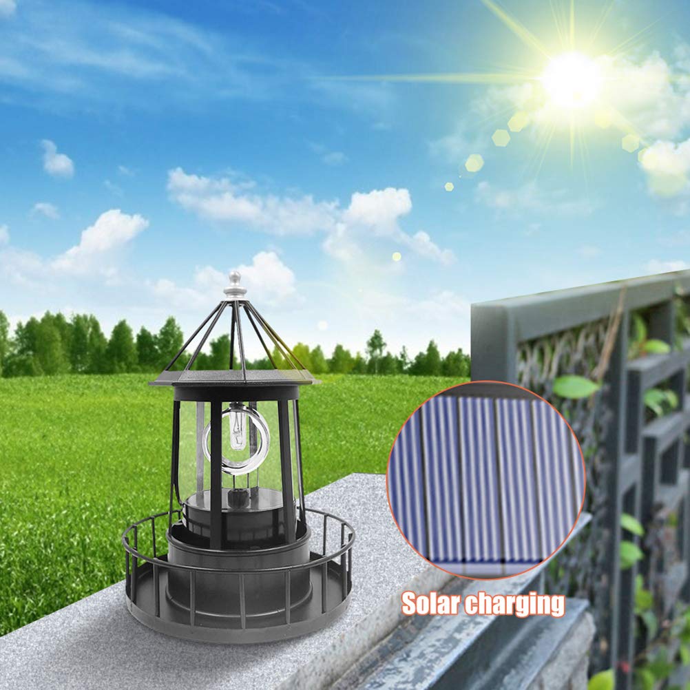 Solar Rotating Lighthouse Light LED Outdoor Garden Decoration Lantern J432