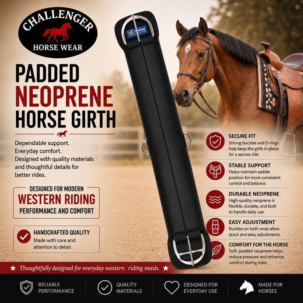 Neoprene Anti-Slip Saddle Cinch Girth Black U29421
