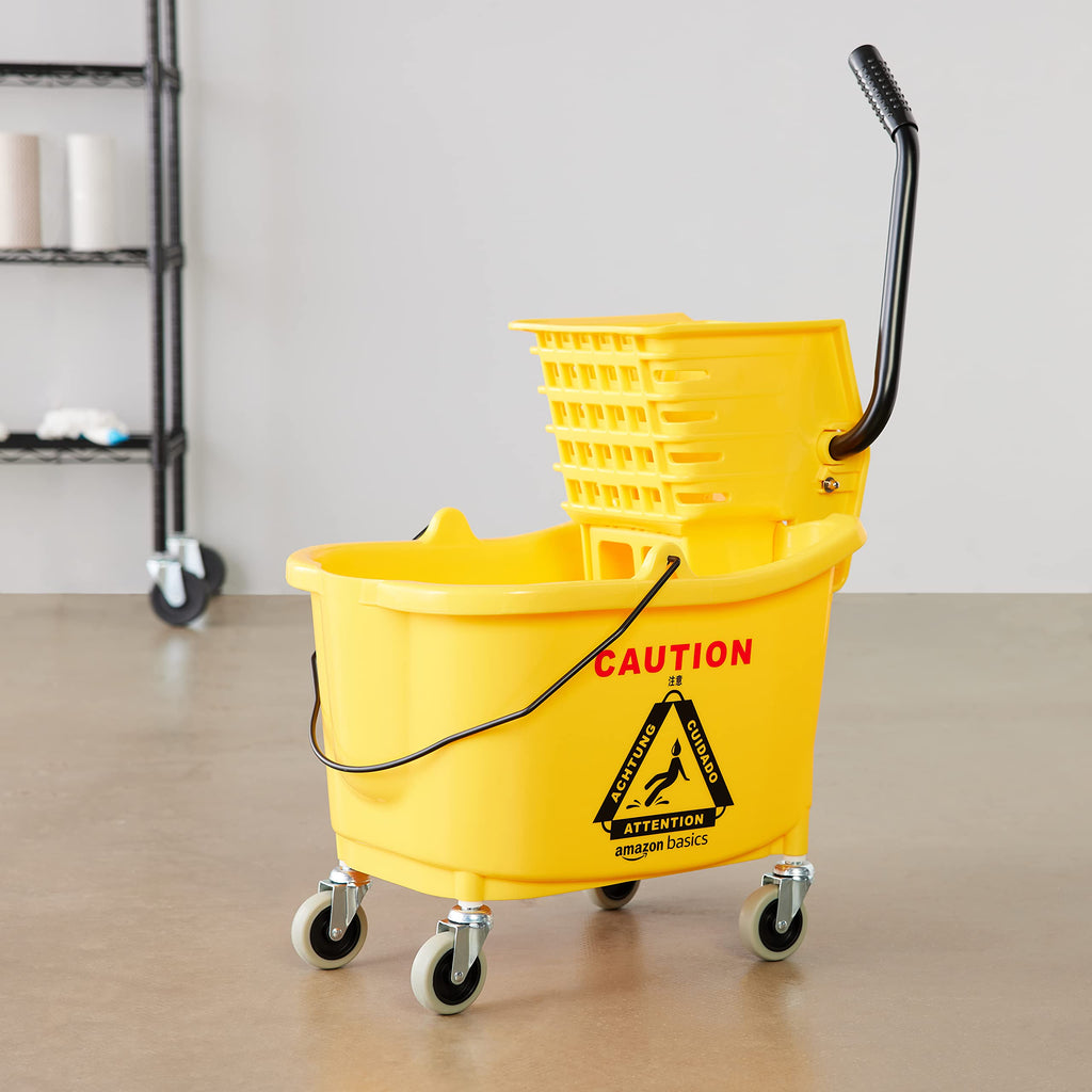 Yellow 35-Quart Mop Bucket on Wheels Y985029