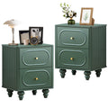 2 Drawer Fluted Nightstand Set of 2 Green K508153
