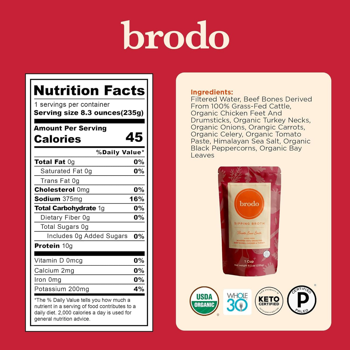 Chicken Bone Broth Variety Pack 30 Cups K14284