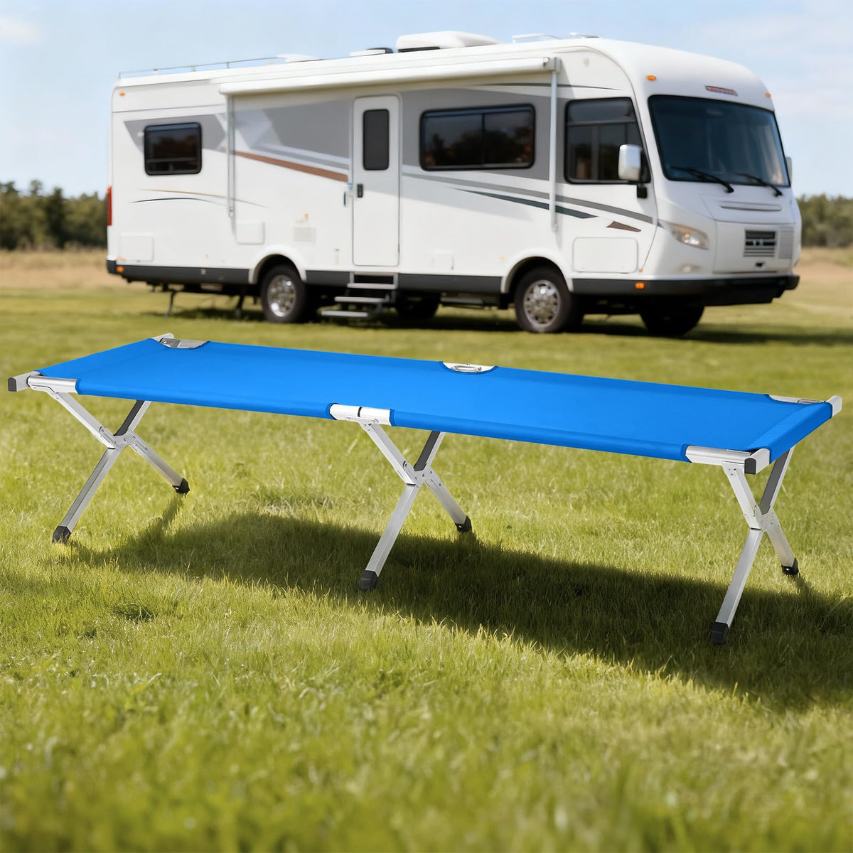 Folding Camping Cot with Carry Bag, Blue L663