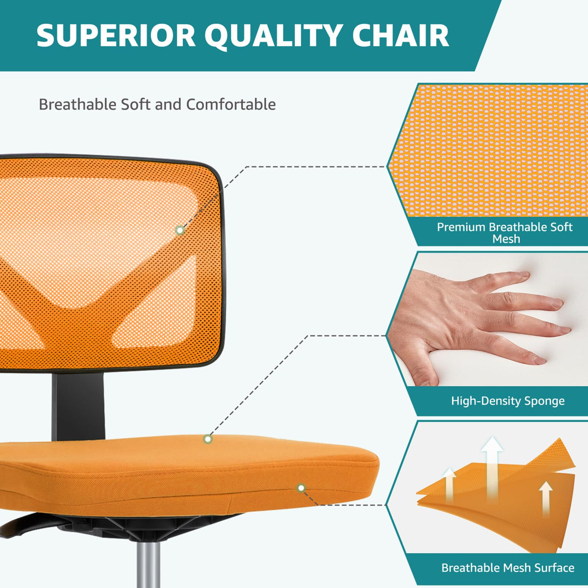 Armless Ergonomic Home Office Chair Q8091