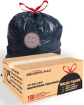 30 Gallon Drawstring Trash Bags, 150 Count Black Heavy Duty K6987