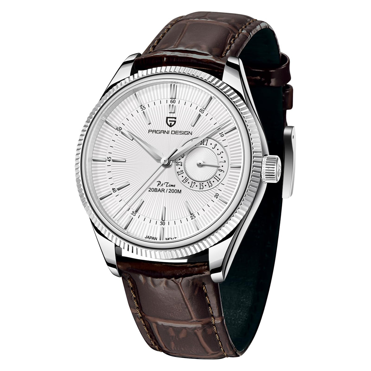 40mm Stainless Steel Quartz Wristwatch with Date Display B9162