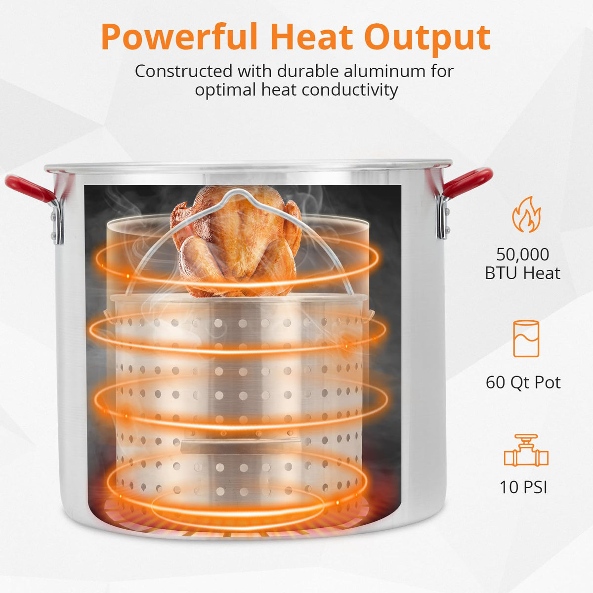 60QT Seafood Boil Pot with Strainer Basket and Propane Burner Stove U454991