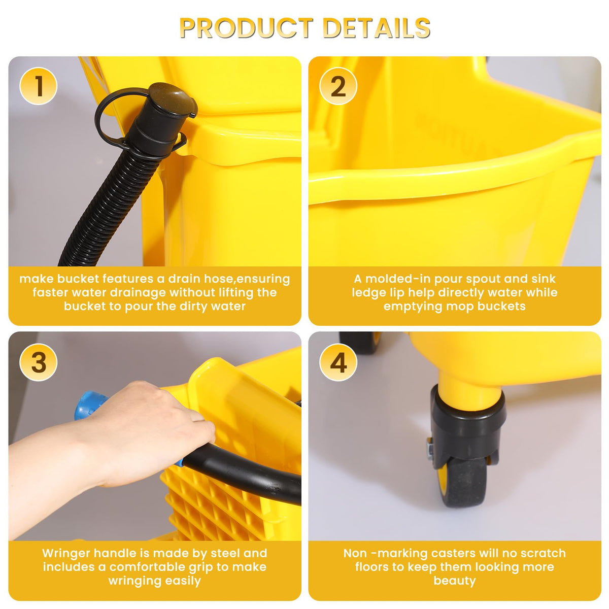 35-Qt Mop Bucket with Wringer & Drain Hose N42582