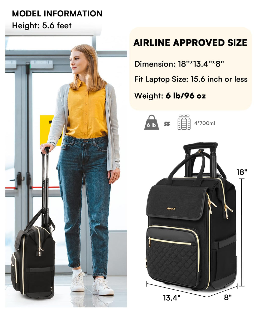Rolling Laptop Backpack with Wheels G53487