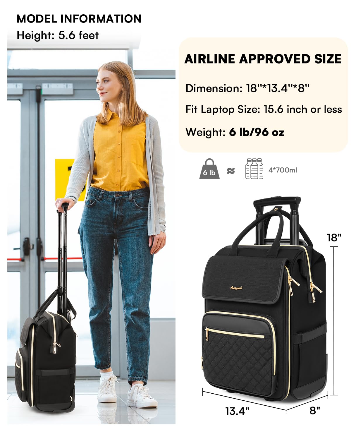 Rolling Laptop Backpack with Wheels G53487