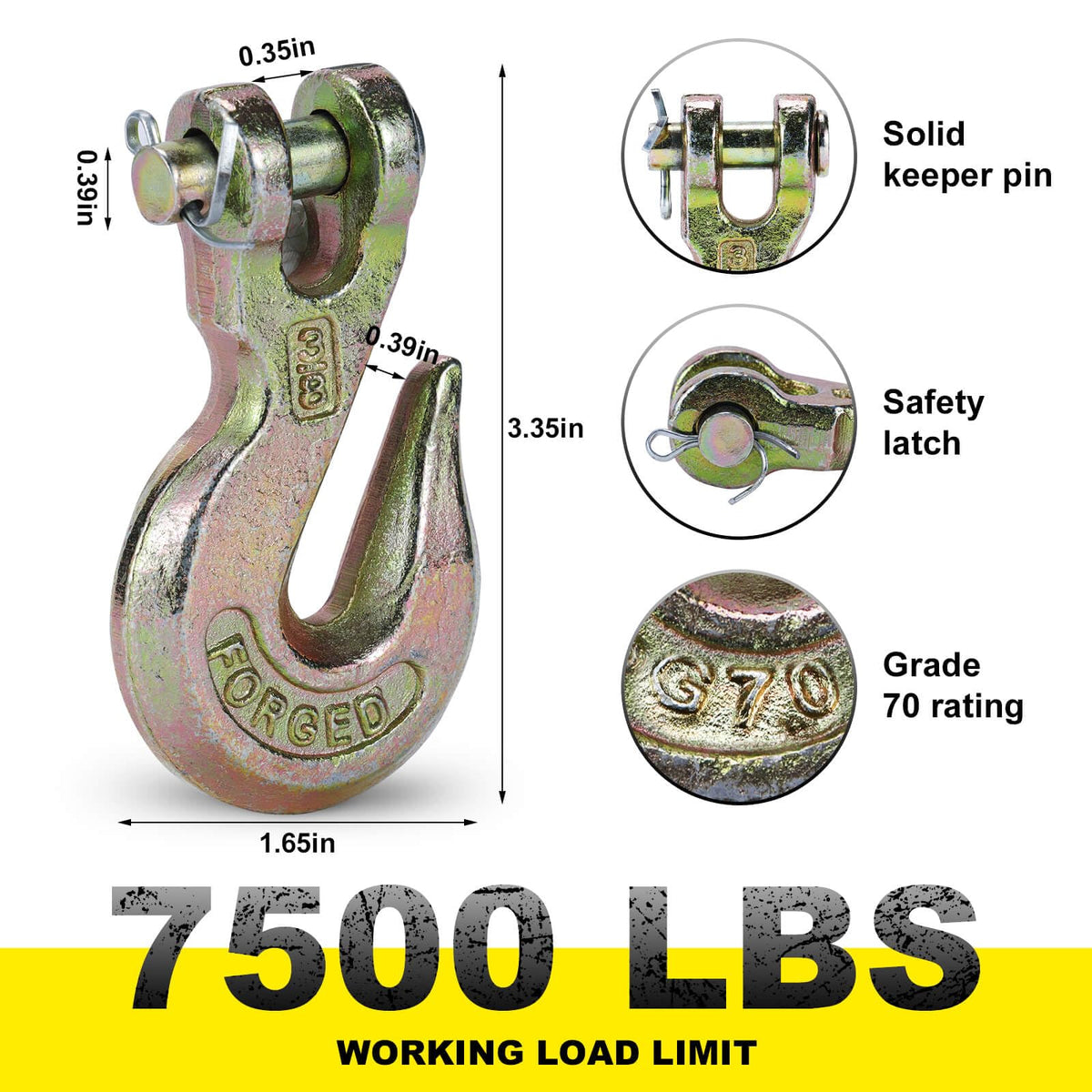 3/8 Heavy Duty Clevis Grab Hook 4 Pack A21836