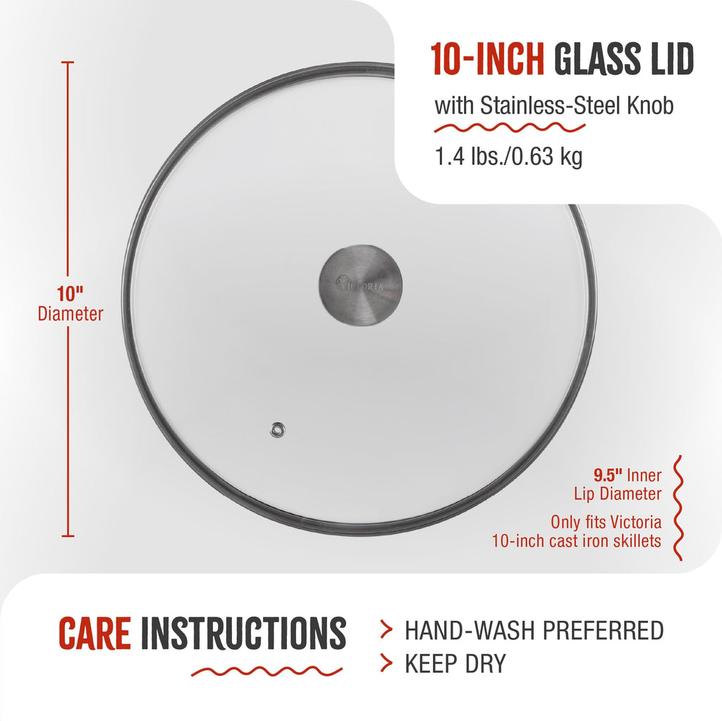 9.5-Inch Glass Lid for 10-Inch Cast Iron Skillet B273444