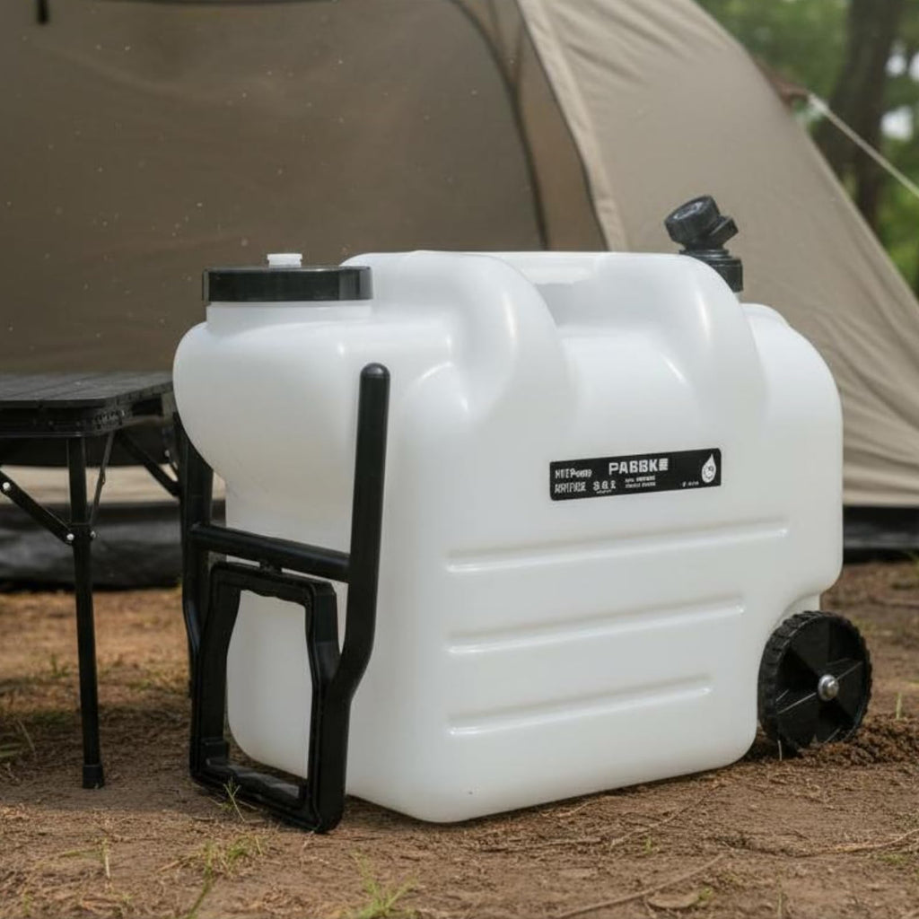 Black Portable Water Tank with Faucet and Wheels G86021