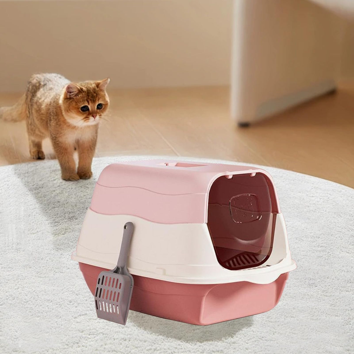 Cat Litter Box with Lid with Litter Scoop X51947