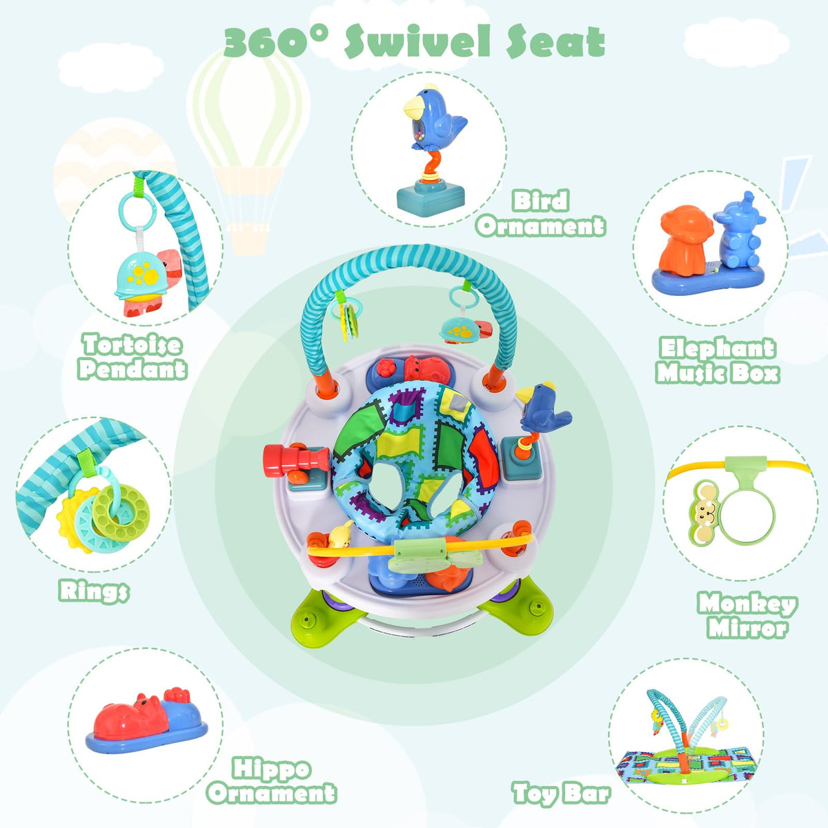 4 in 1 Baby Bouncer Activity Center with Playtime Mat and Activity Table G28591