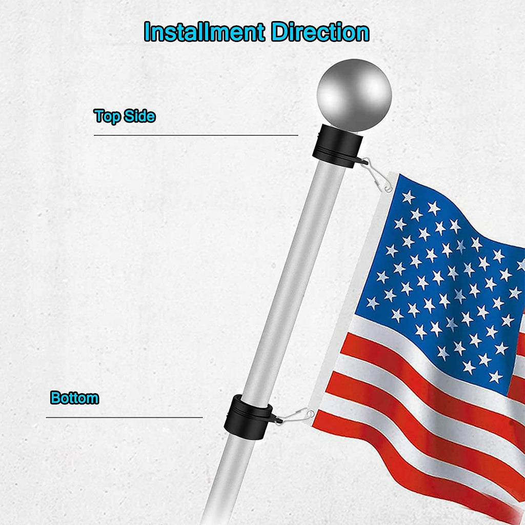 Aluminum Alloy 360° Rotating Flag Pole Rings with Carabiner, Pack of 2 F471