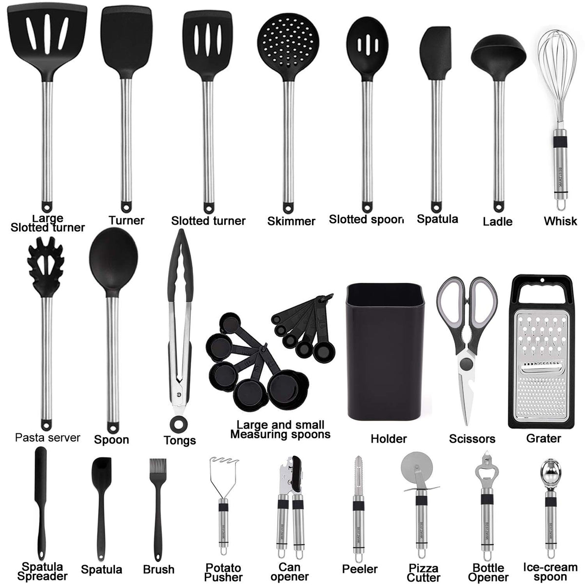 Silicone and Stainless Steel Kitchen Utensil Set S13374