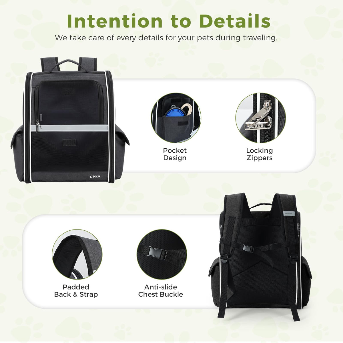 Dog Carrier Backpack for Small Medium Dogs Cats up to 18 lbs, Breathable Pet Backpack Carrier with 3 Entrances F4707