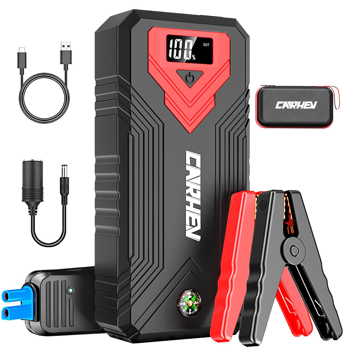 3000A 24000mAh 12V Jump Starter with LED Light and USB QC 3.0 P20704