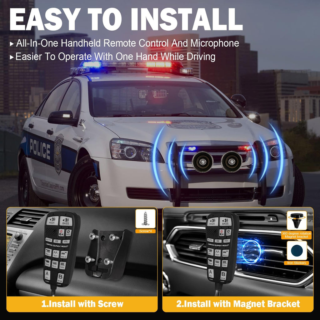 400W Multi-Tone Car Alarm Horn PA Speaker with Handheld Mic F7080