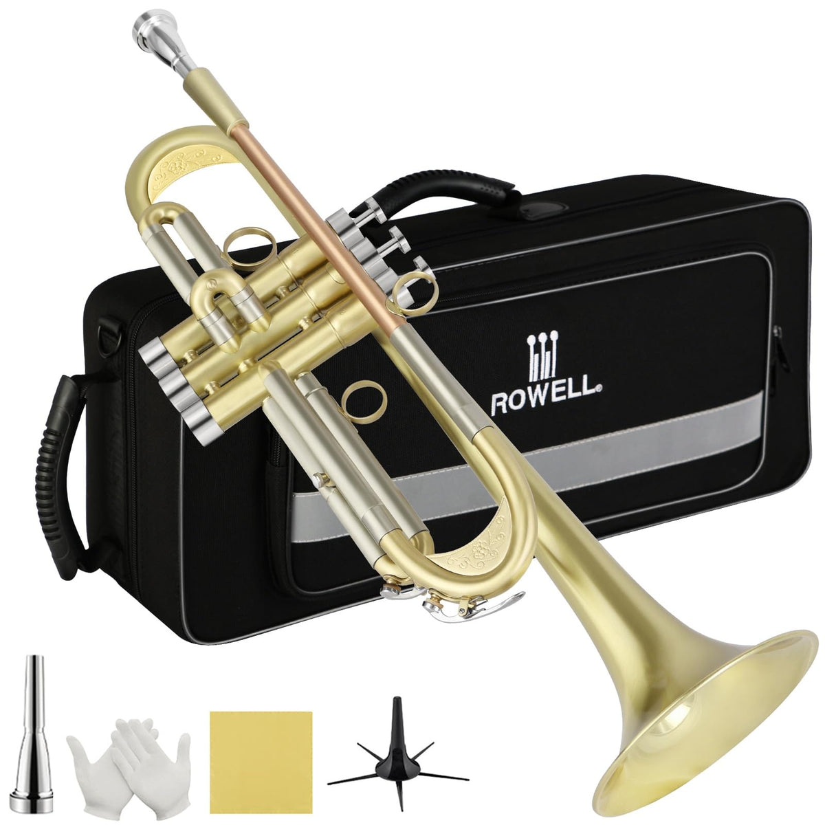 Brushed Finish Standard Brass Bb Trumpet Set with Hard Case I594