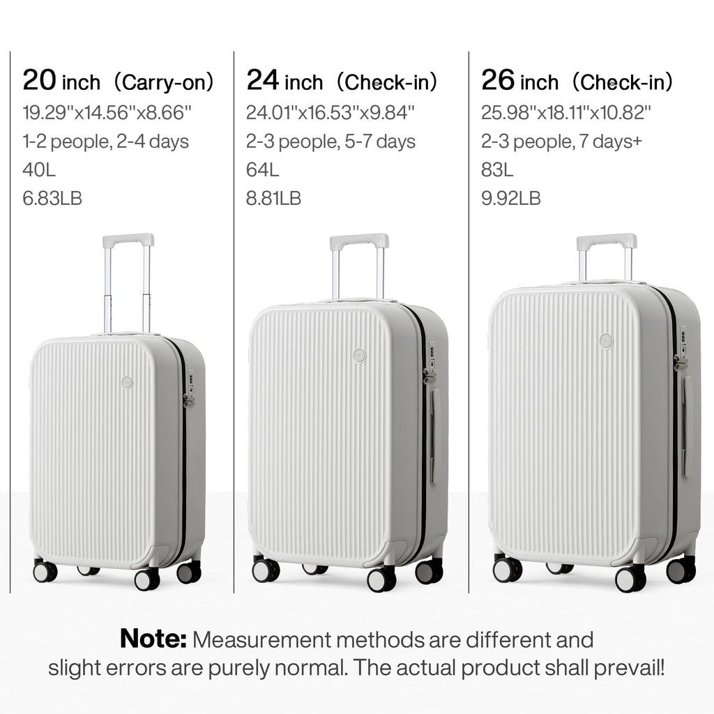 20 Inch Carry On Luggage PC Hardside Suitcases with Wheels & TSA X19618
