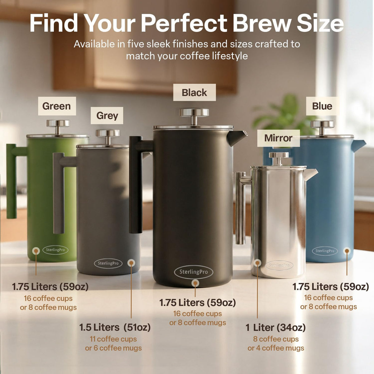 Extra Large Insulated Stainless Steel French Press Coffee Maker 2L F657