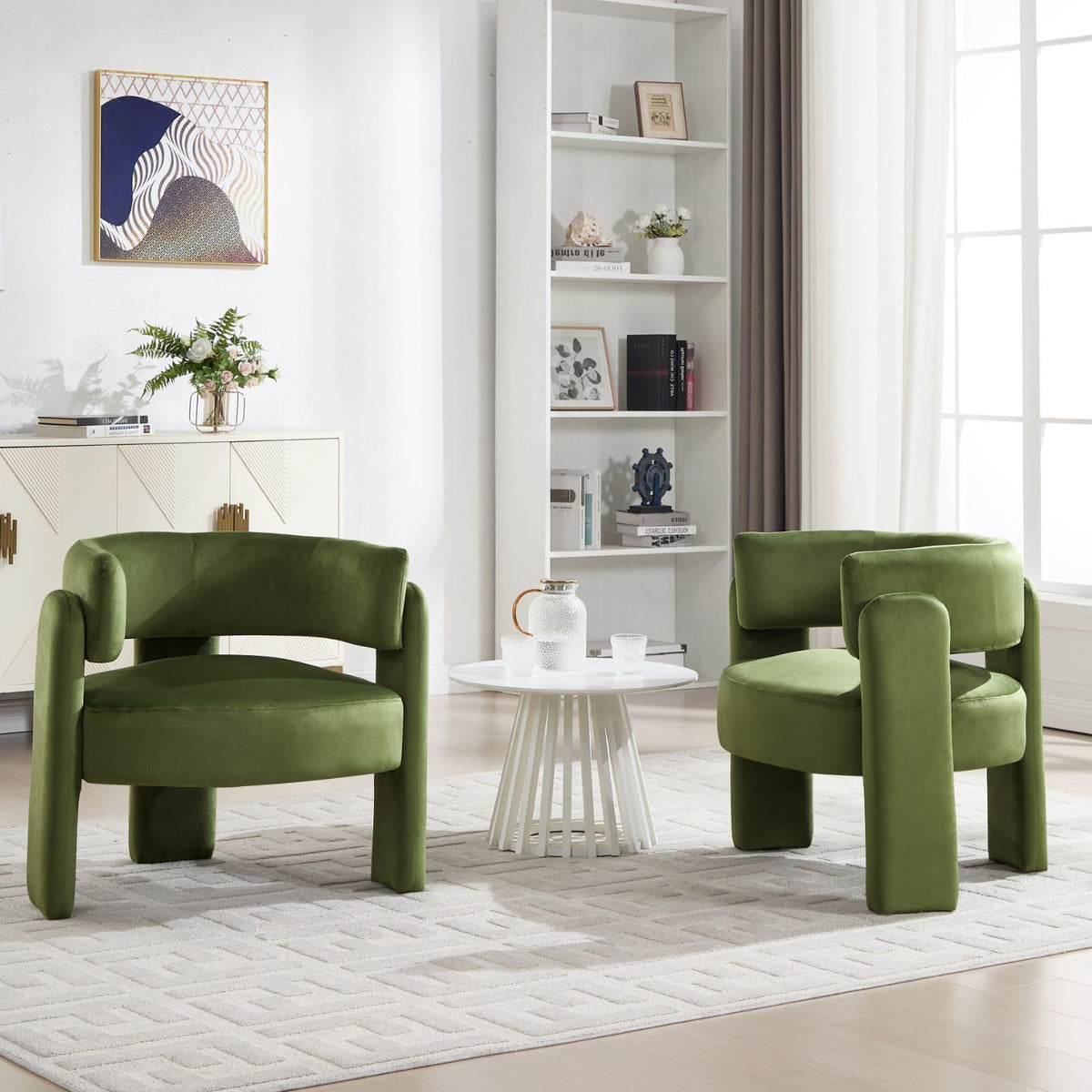 Set of 2 Green Upholstered Accent Chairs with Arms R927776