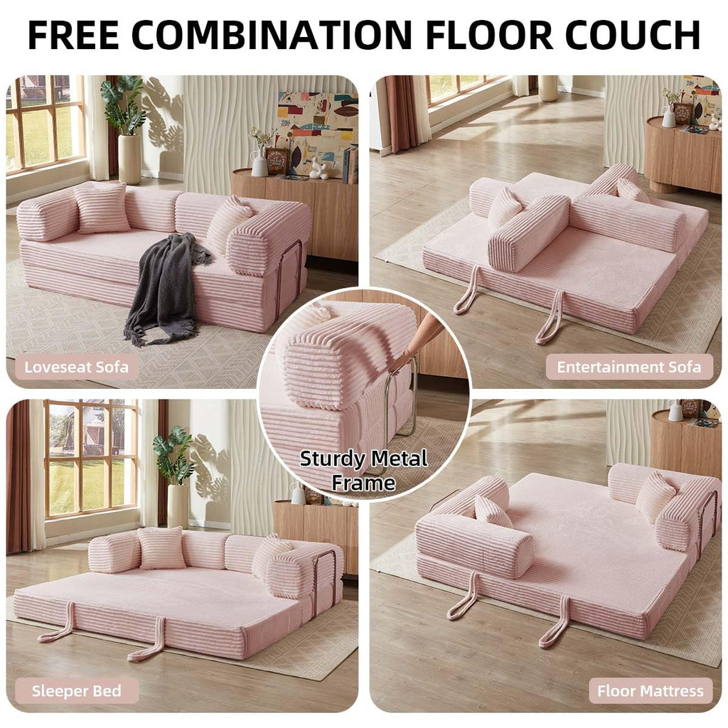 Pink 81 Inch Convertible Folding Sofa Bed B809