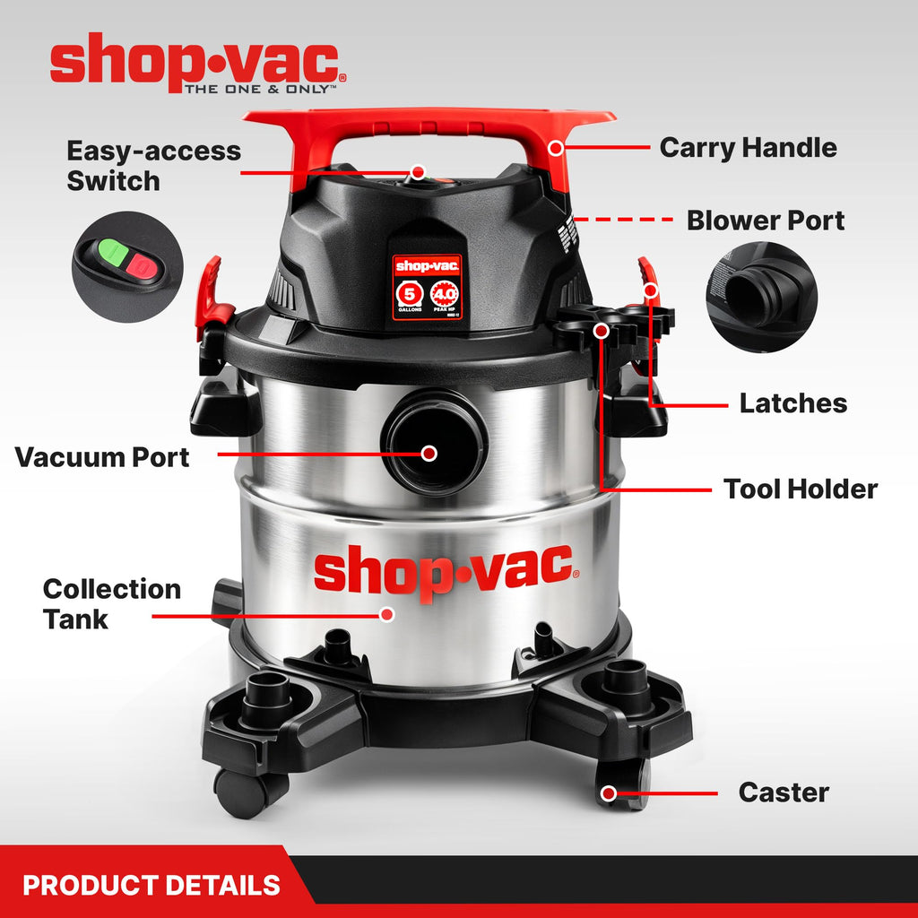 Wet/Dry Vacuum with Blower, 5 Gallon, 4 Peak HP H845343