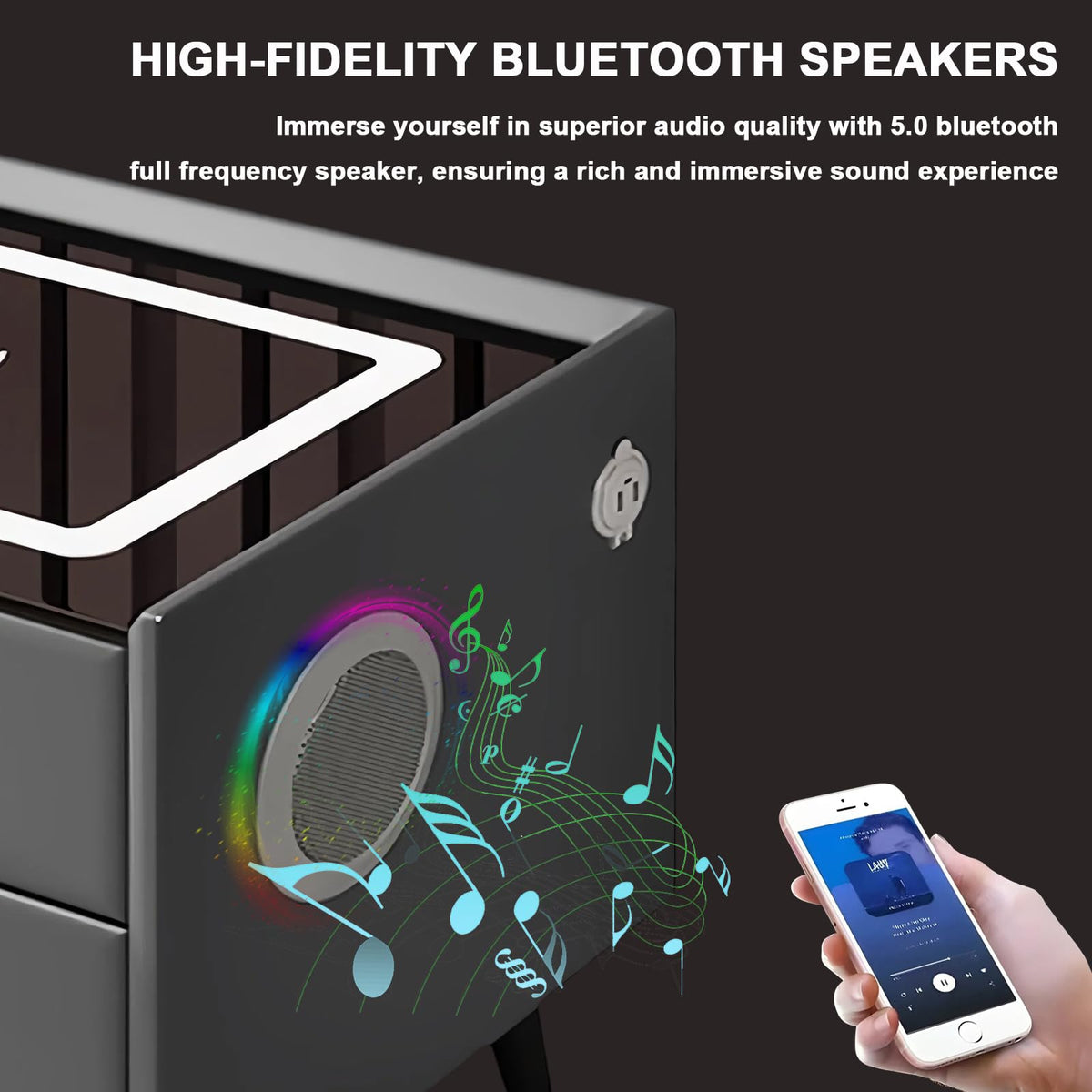White 3 Drawer Nightstand with Fingerprint Lock and Wireless Charging P55213