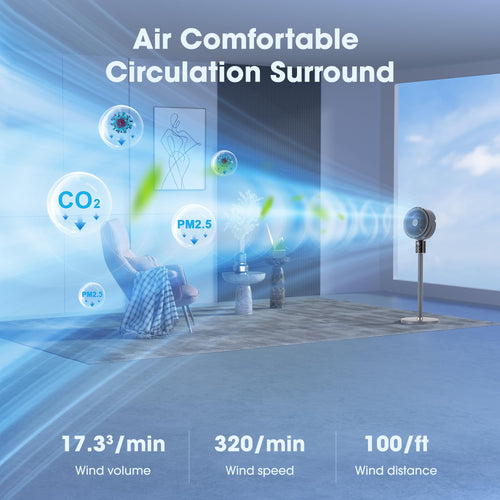 100ft Oscillating Standing Fan with Adjustable Height E7871