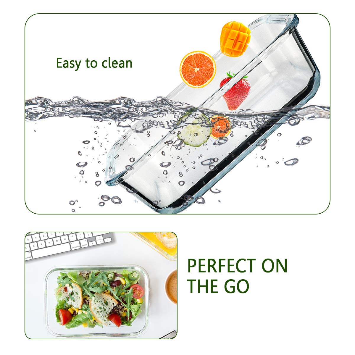30 oz Glass Food Storage Containers with Lids A71166