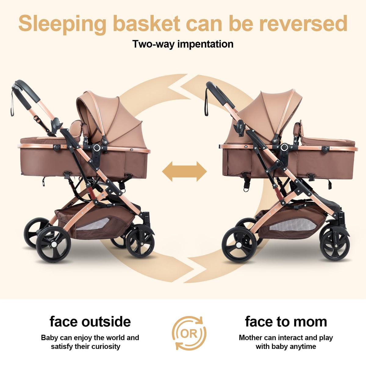 Reversible 2 in 1 Foldable Baby Stroller with Adjustable Backrest A27193