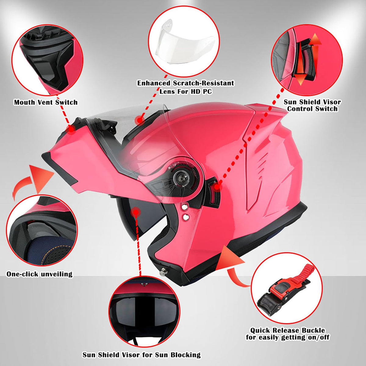 Modular Flip up Dual Visor Full Face Motorcycle Helmet T299864