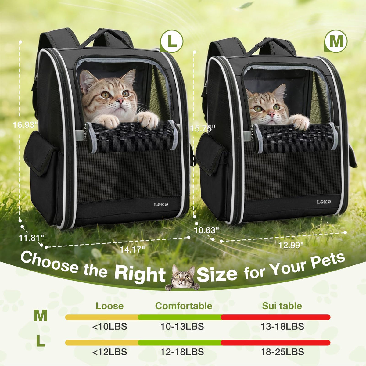Dog Carrier Backpack for Small Medium Dogs Cats up to 18 lbs, Breathable Pet Backpack Carrier with 3 Entrances F4707