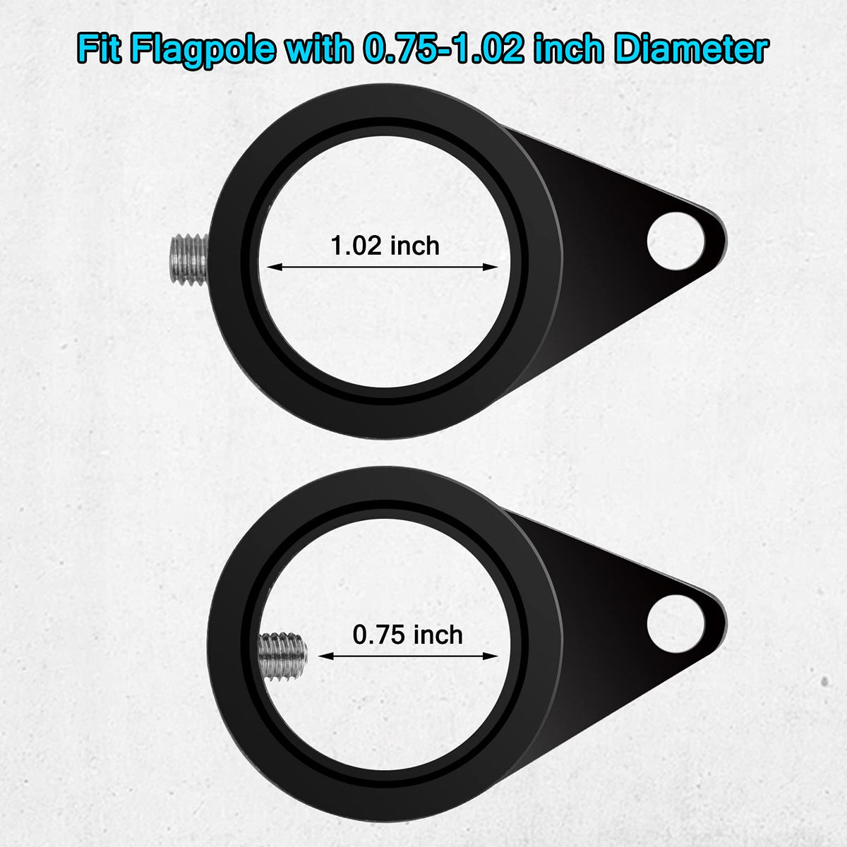 Aluminum Alloy 360° Rotating Flag Pole Rings with Carabiner, Pack of 2 F471