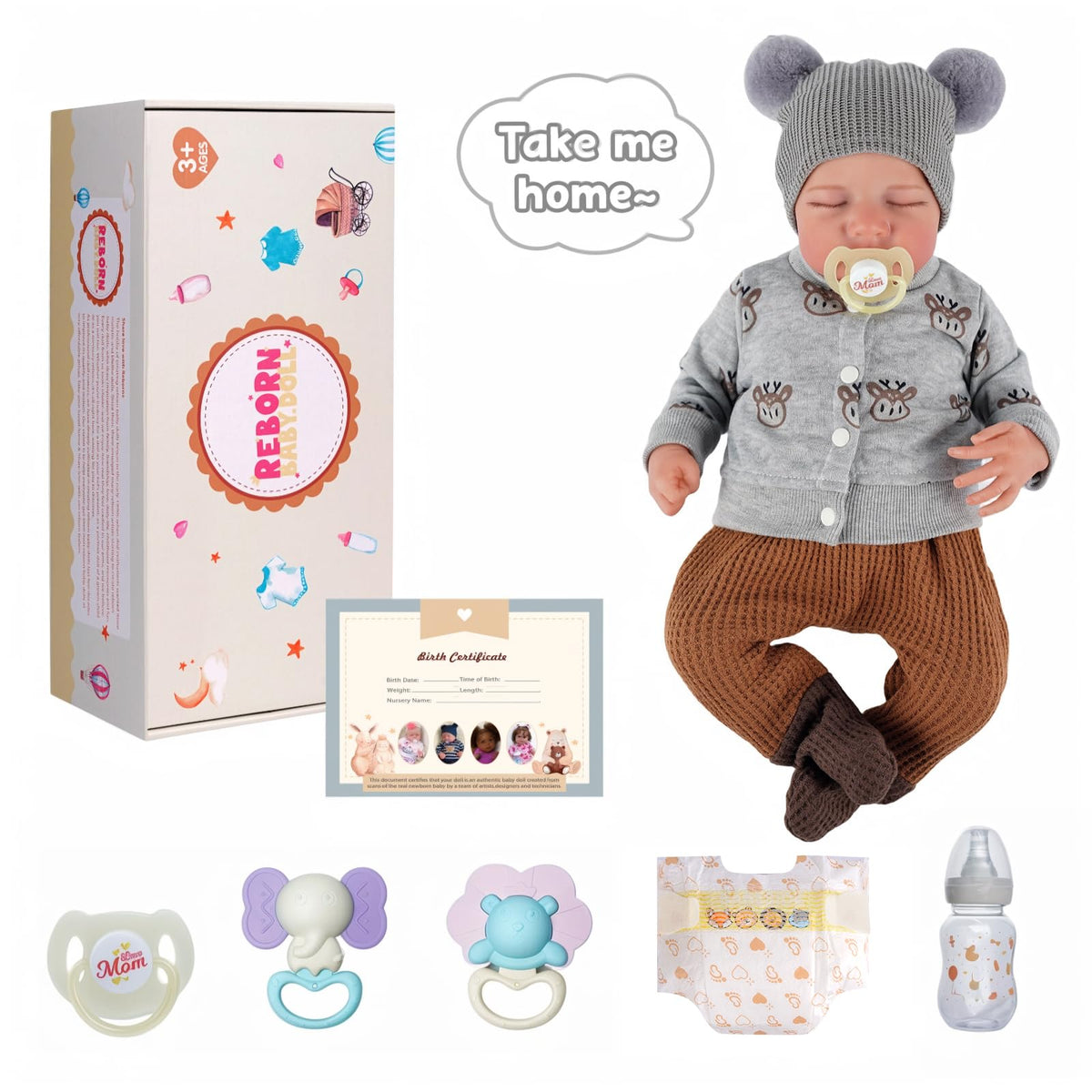 20 Inch Full Vinyl Closed-Eye Newborn Baby Doll F155