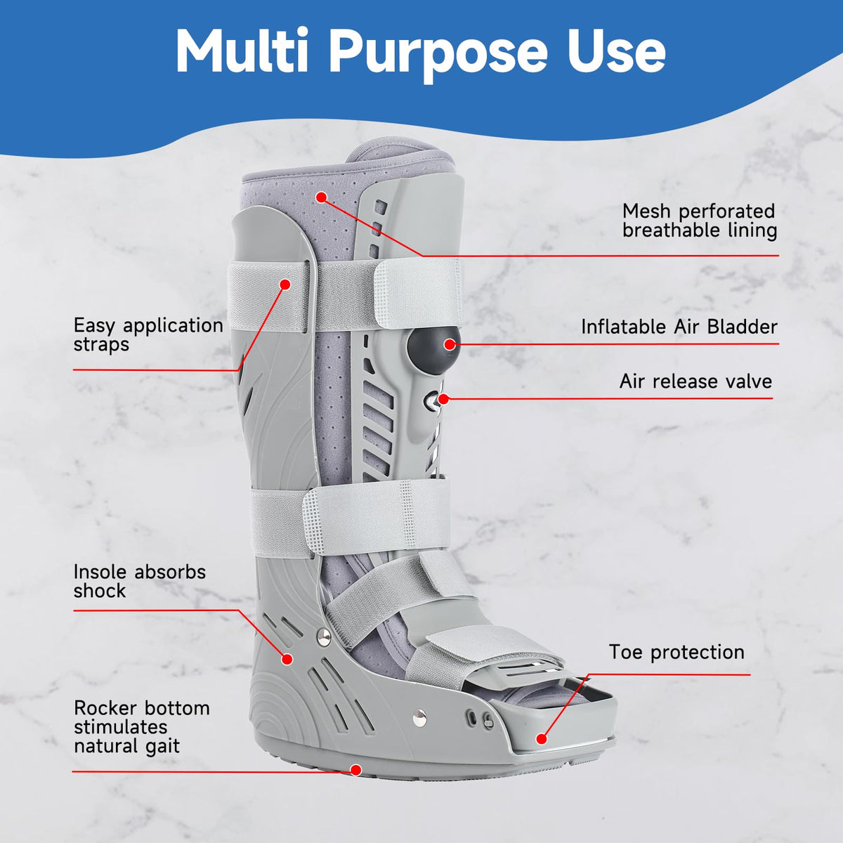 Tall Inflatable Orthopaedic Walking Boot W2539