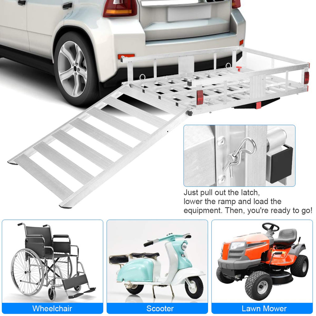 50"x 29.5" Aluminum Hitch Cargo Carrier with Ramp P6285