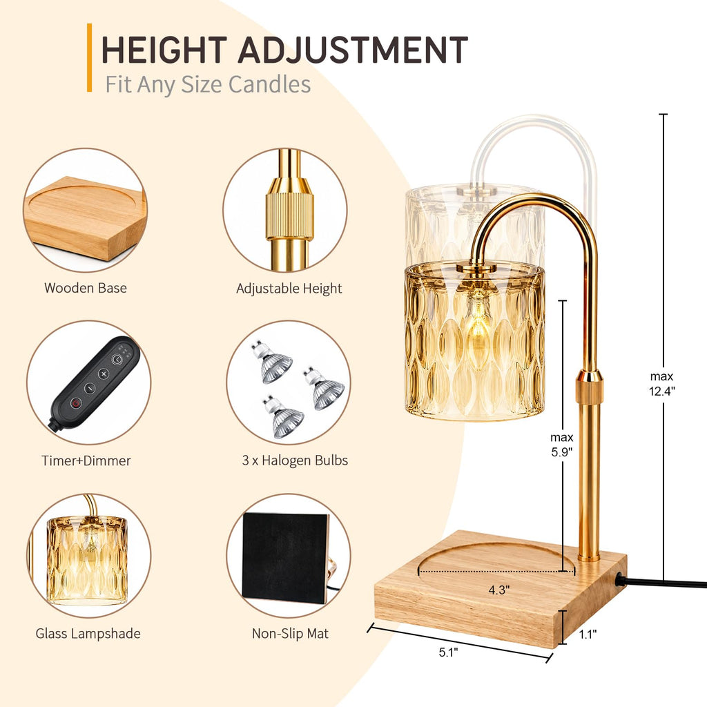 Adjustable Dimmable Candle Warmer Lamp with Timer F919