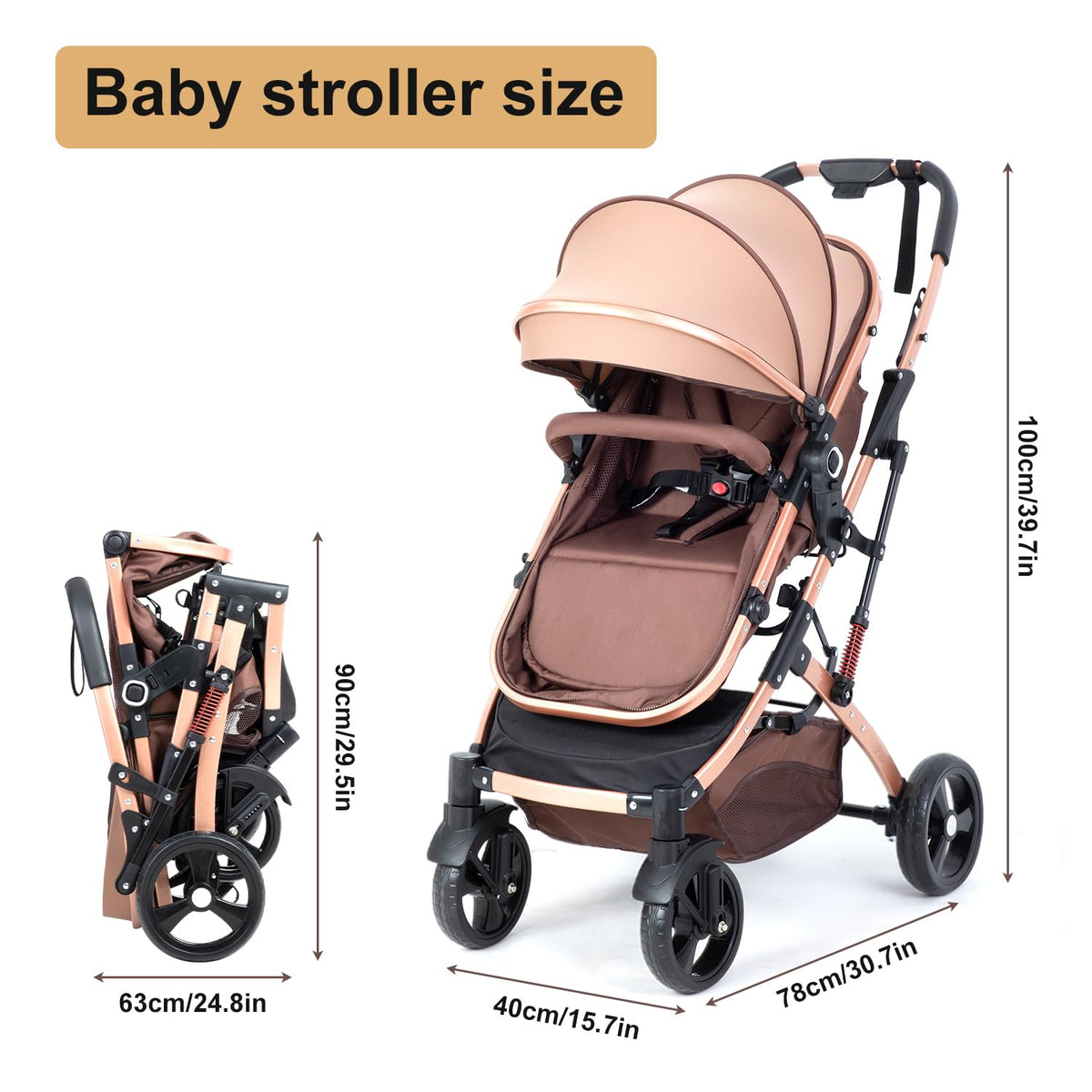 Reversible 2 in 1 Foldable Baby Stroller with Adjustable Backrest A27193