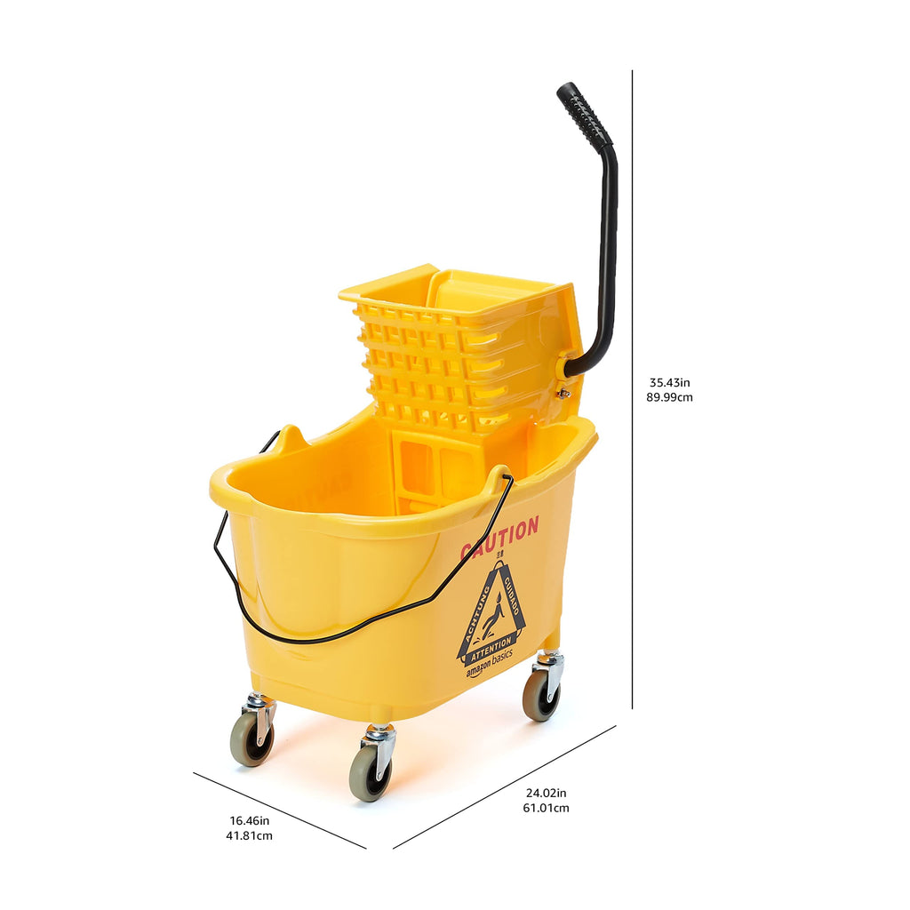 Yellow 35-Quart Mop Bucket on Wheels Y985029