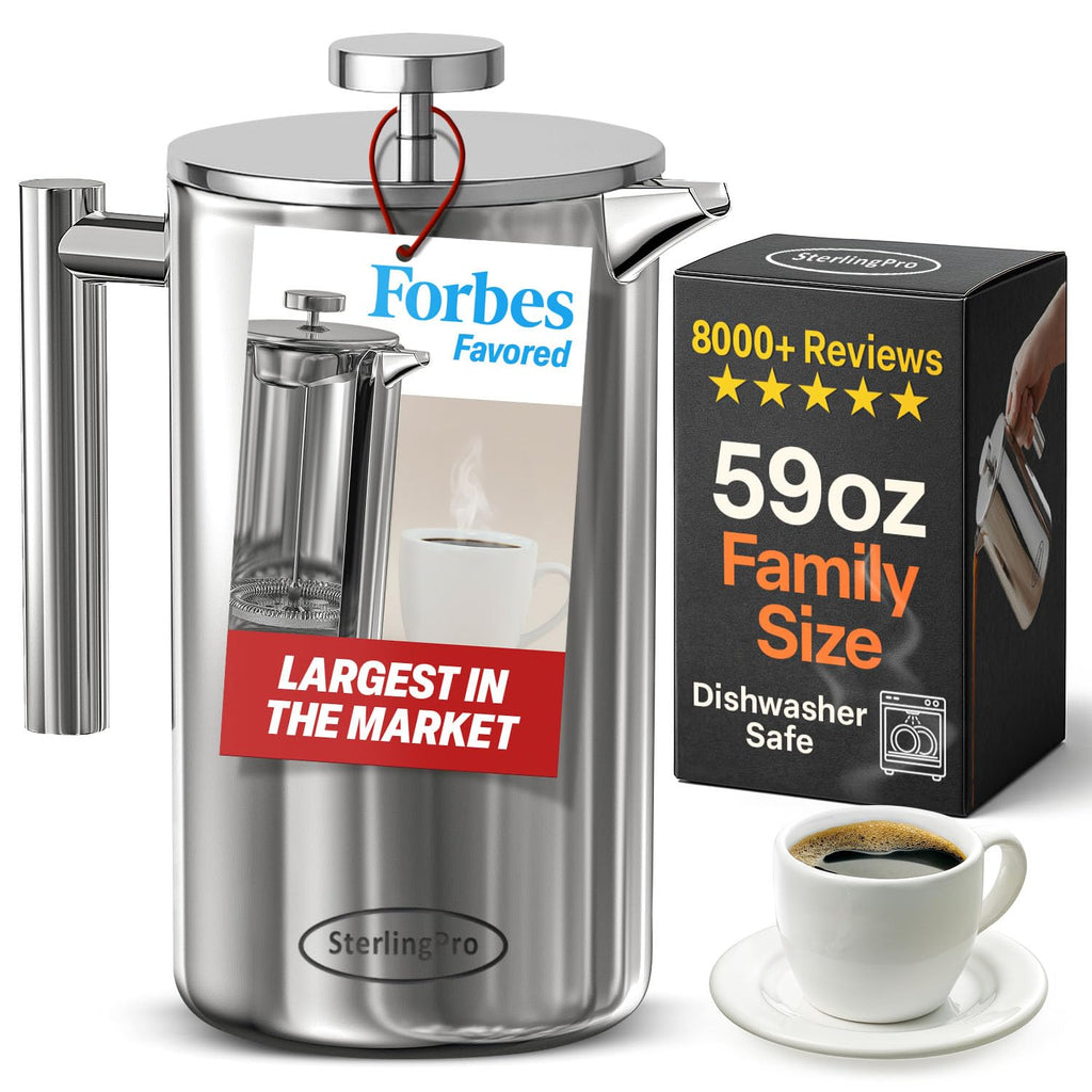 Extra Large Insulated Stainless Steel French Press Coffee Maker 2L F657