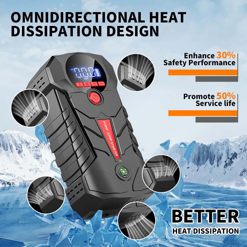 4-in-1 Car Battery Jump Starter with 150PSI Tire Inflator Q64459