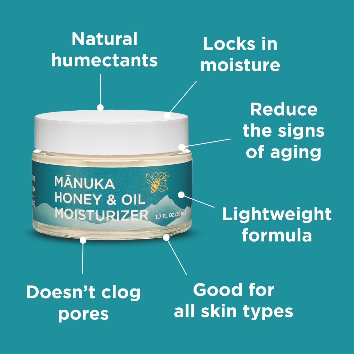 Manuka Honey Moisturizing Face Cream and Face Oil Bundle 1.7 oz E343