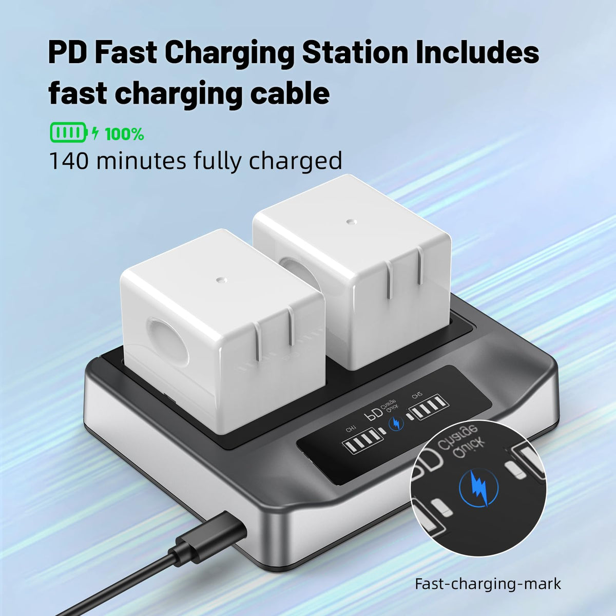 2-Pack Rechargeable Batteries with Charging Station O391