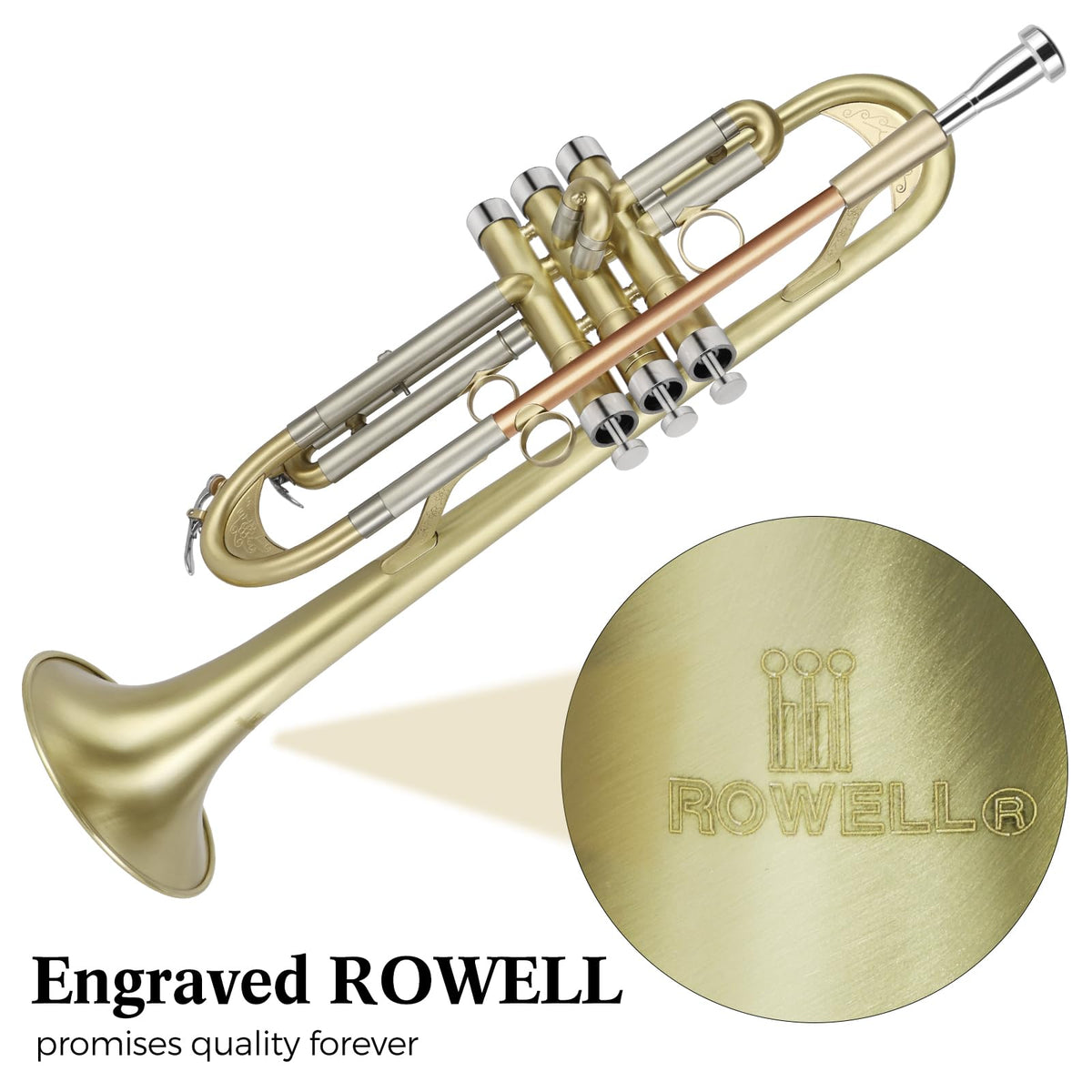 Brushed Finish Standard Brass Bb Trumpet Set with Hard Case I594